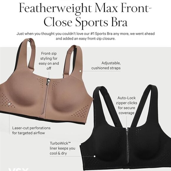 Victoria's Secret VSX Featherweight Max Front Close Sports Bra High Support 36B - Picture 9 of 9